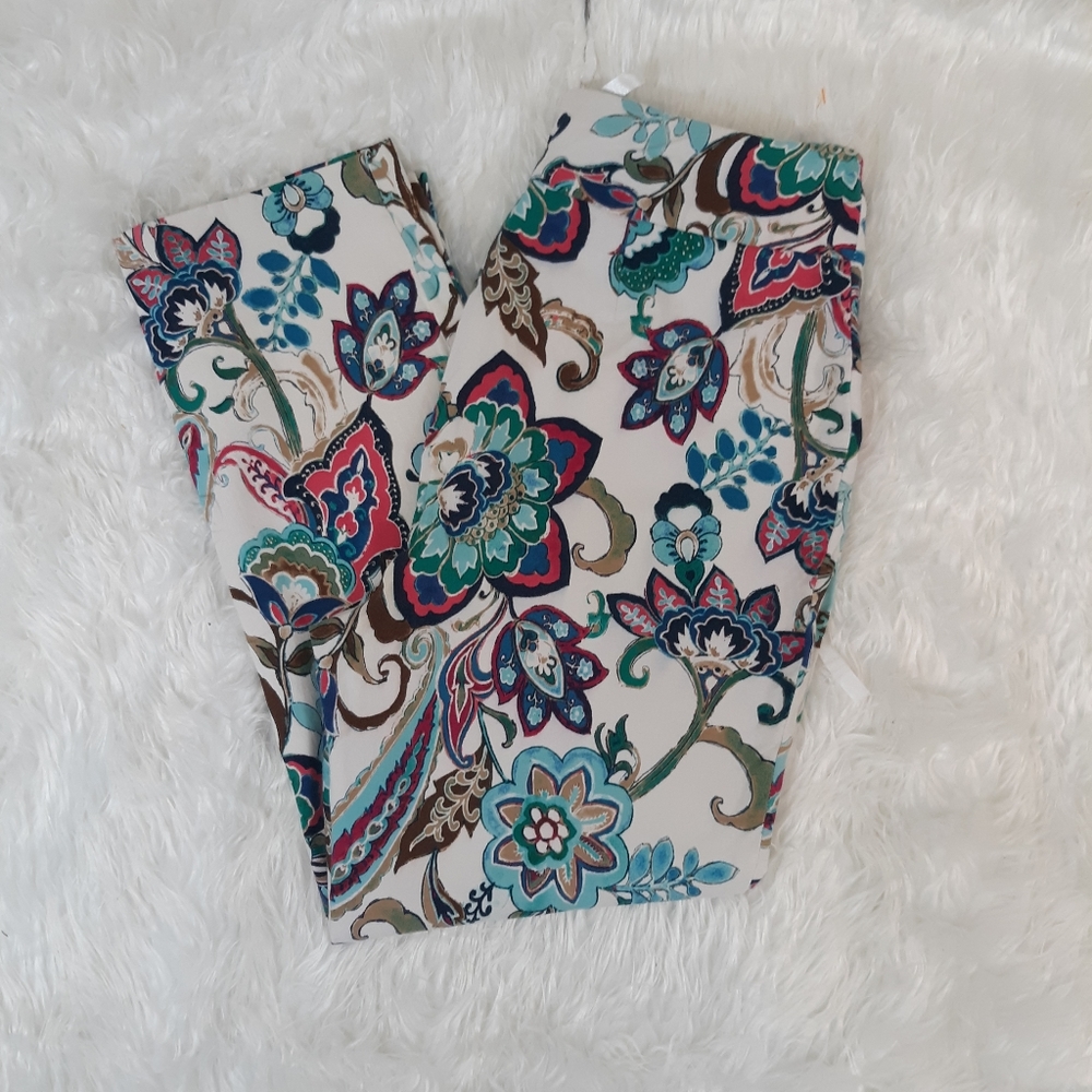 Chico's slimming floral crop pants sz 0 4 29" waist *T - Picture 4 of 8